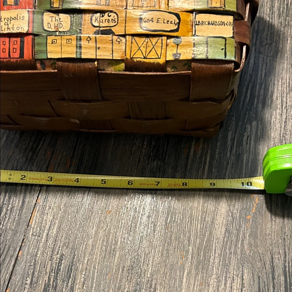 Handcrafted  Caro Nan Village Scene Basket repurposed